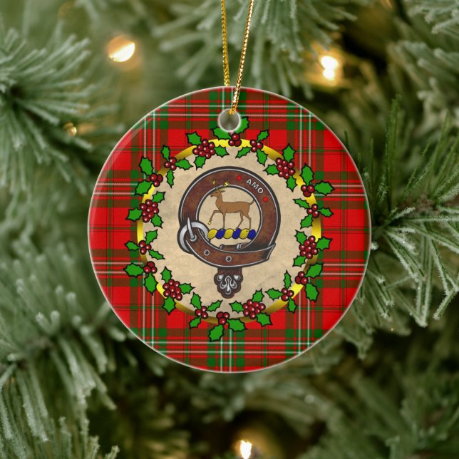 Scott Clan Badge & Tartan Personalised Christmas Ceramic Ornament (Tree)