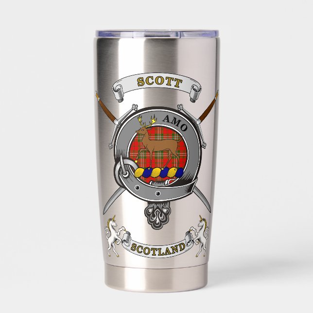 Scott Clan Badge Tartan & Swords Insulated Tumbler (Front)