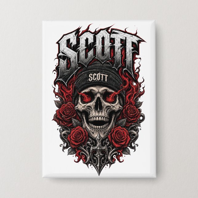 Scott Gothic Skull Personalised Name Design (Front)