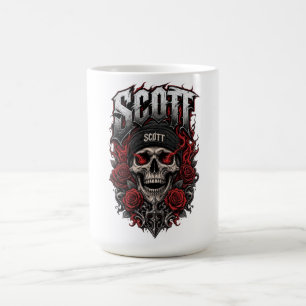 Scott Gothic Skull Personalised Name Design Coffee Mug