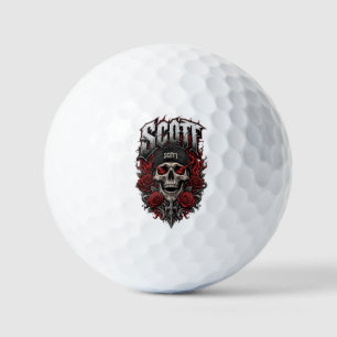Scott Gothic Skull Personalised Name Design Golf Balls