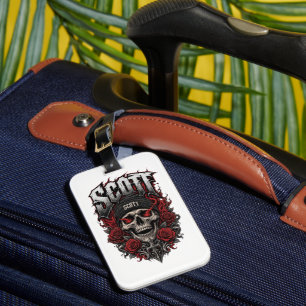 Scott Gothic Skull Personalised Name Design Luggage Tag