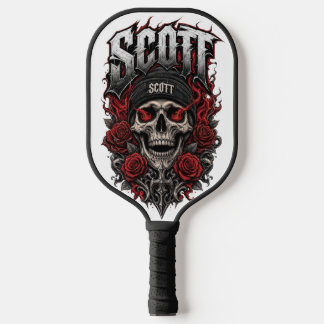 Scott Gothic Skull Personalised Name Design Pickleball Paddle