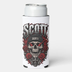 Scott Gothic Skull Personalised Name Design Seltzer Can Cooler