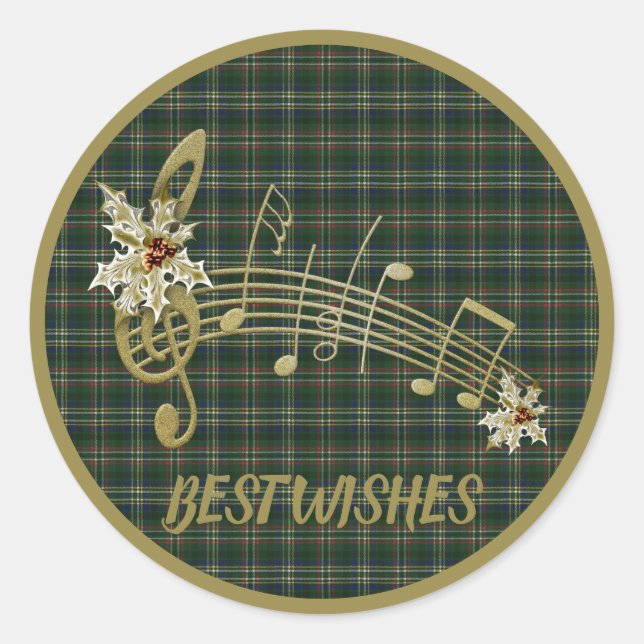 Scott Green Modern Original Scottish Tartan Classic Round Sticker (Front)