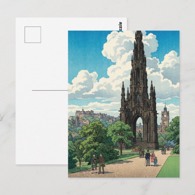 Scott Monument of Edinburgh Japanese Woodblock Pri Postcard (Front/Back)