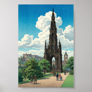 Scott Monument of Edinburgh Japanese Woodblock Pri Poster