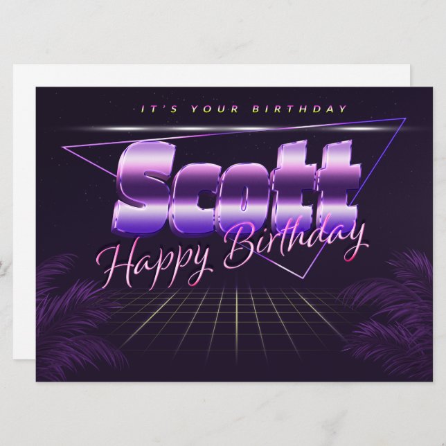 Scott Name First name lila retro card Birthday (Front/Back)