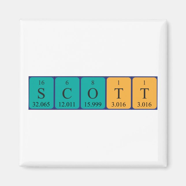 Scott periodic table name magnet (Front)