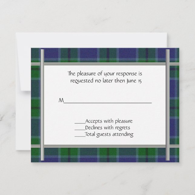 Scott Plaid Wedding RSVP Card (Front)