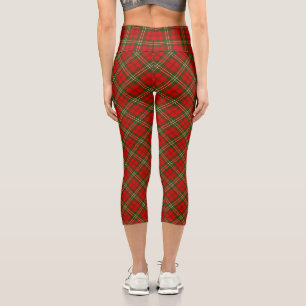Scott tartan red green plaid capri leggings