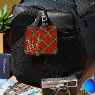 Scott tartan red green plaid luggage tag
