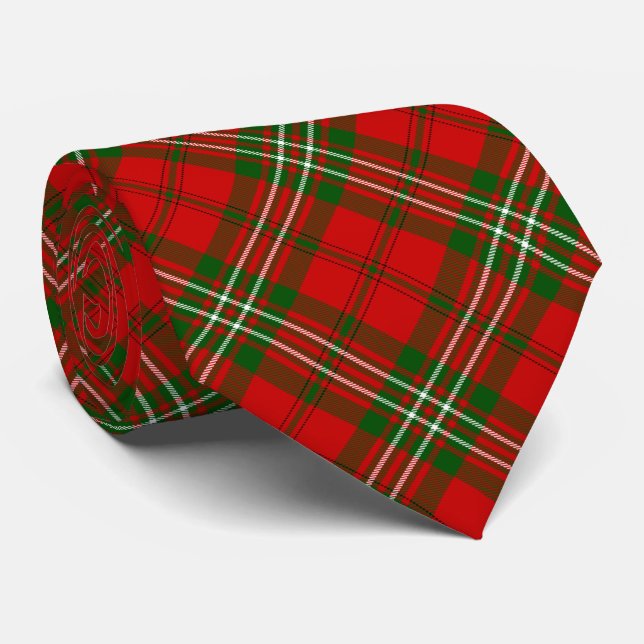 Scott tartan red green plaid tie (Rolled)