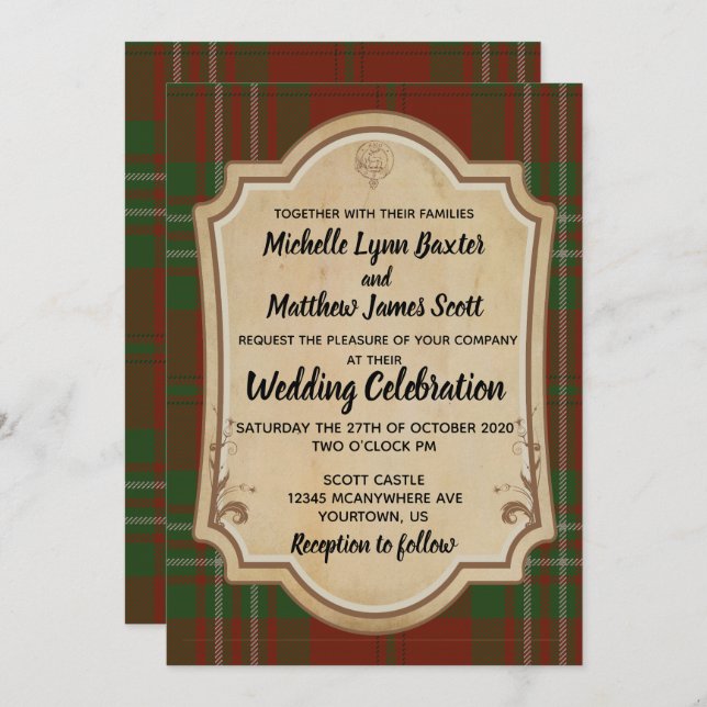 Scott Tartan Wedding Invitation (Front/Back)