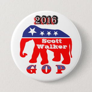 Scott Walker 2016 - Red, White, & Blue Elephant 7.5 Cm Round Badge