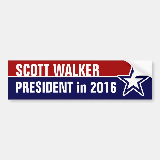 Scott Walker in 2016 Bumper Sticker (Front)