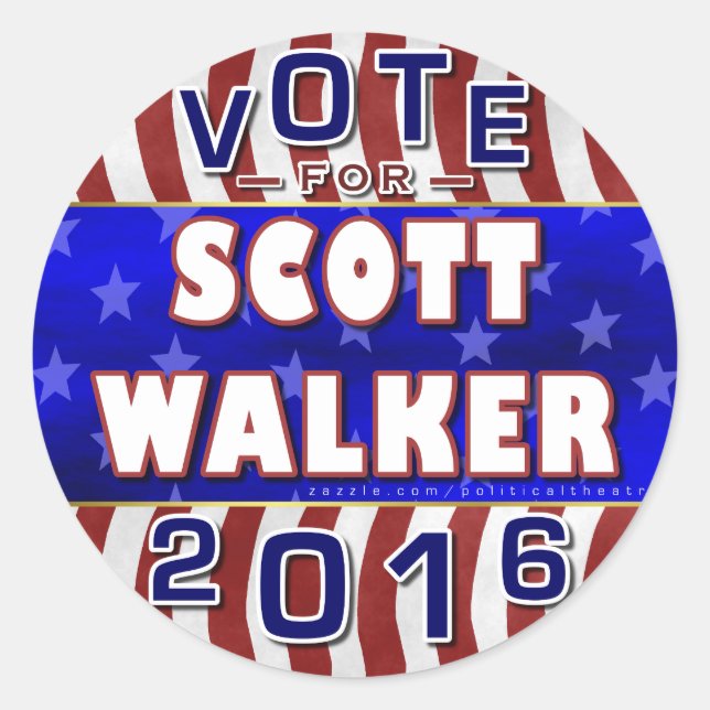 Scott Walker President 2016 Election Republican Classic Round Sticker (Front)