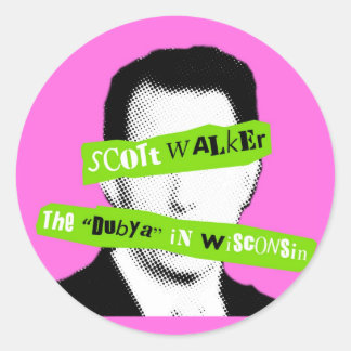 Scott Walker The "Dubya" in Wisconsin Classic Round Sticker