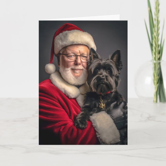 Scottie and Santa #2 Holiday Card (Front)