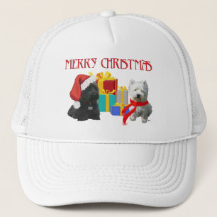 Scottie and Westie Merry Christmas Trucker Hat