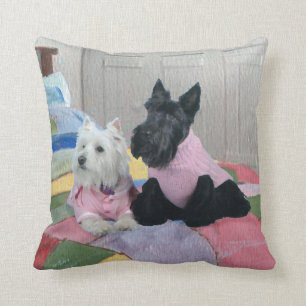 Scottie and Westie - Terrier Winter Pillow