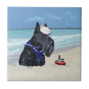Scottie at the Beach Ceramic Tile