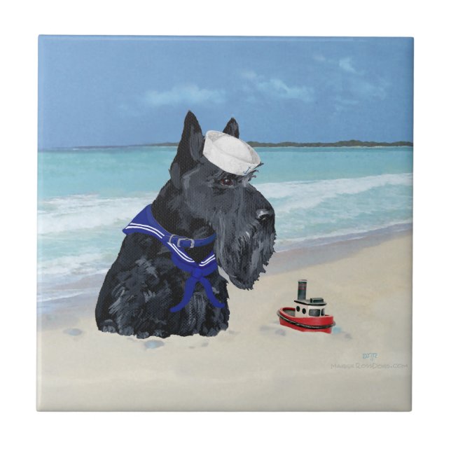 Scottie at the Beach Ceramic Tile (Front)
