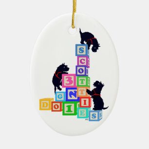 Scottie Blocks !! Ceramic Tree Decoration