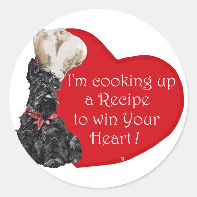 Scottie Chef  Valentine Classic Round Sticker (Front)