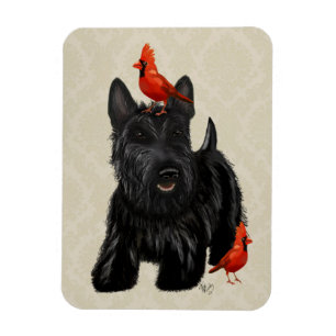 Scottie Dog and Red Birds Magnet
