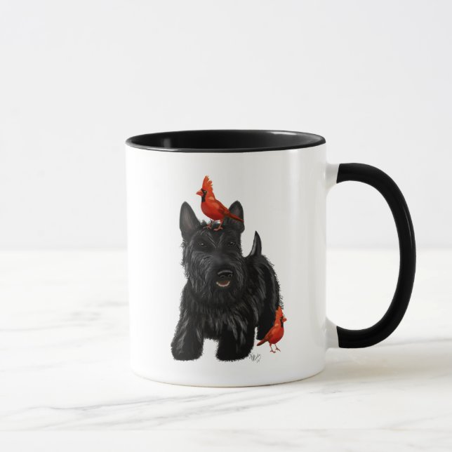 Scottie Dog and Red Birds Mug (Right)