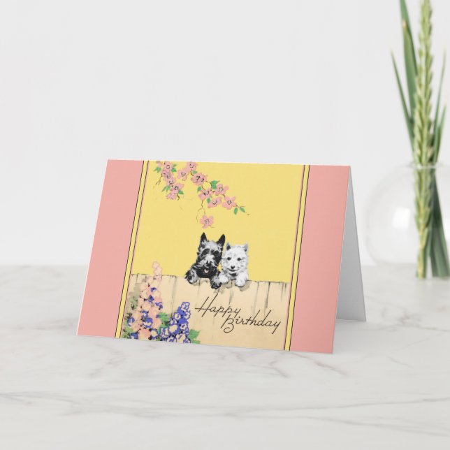 Scottie Dog Birthday card for a lady or young girl (Front)