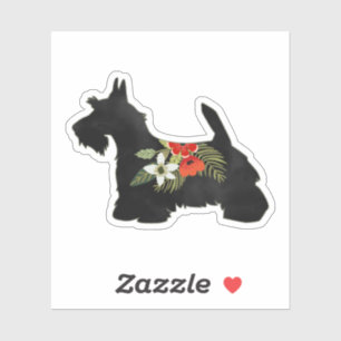 Scottie Dog Breed Boho Floral Silhouette