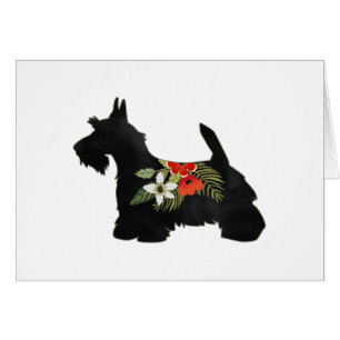 Scottie Dog Breed Boho Floral Silhouette Card