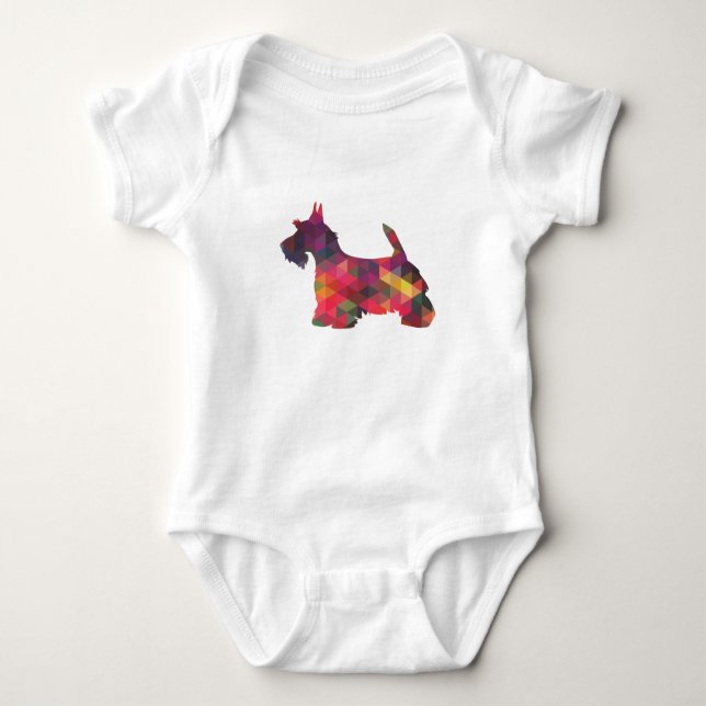 Scottie Dog Breed Geo Silhouette Multi Baby Bodysuit (Front)