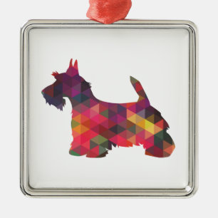 Scottie Dog Breed Geo Silhouette Multi Metal Ornament