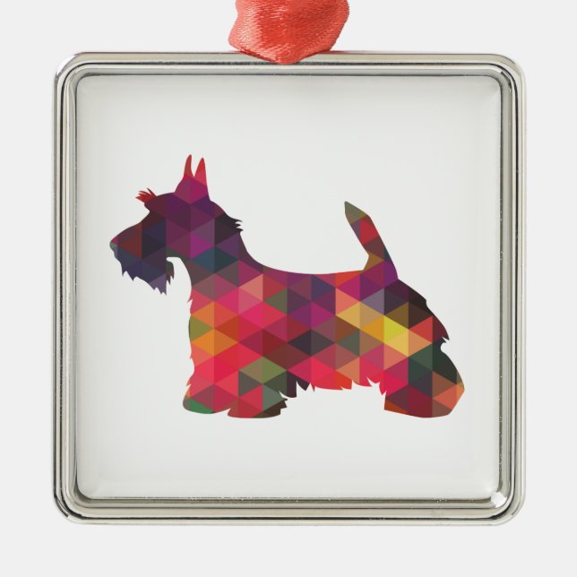 Scottie Dog Breed Geo Silhouette Multi Metal Ornament (Front)