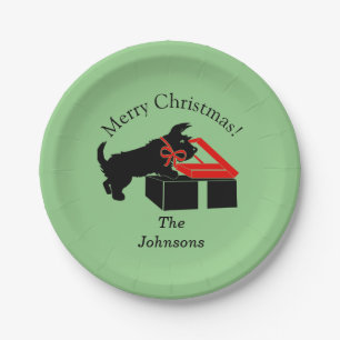 Scottie Dog Christmas Personalised Paper Plates