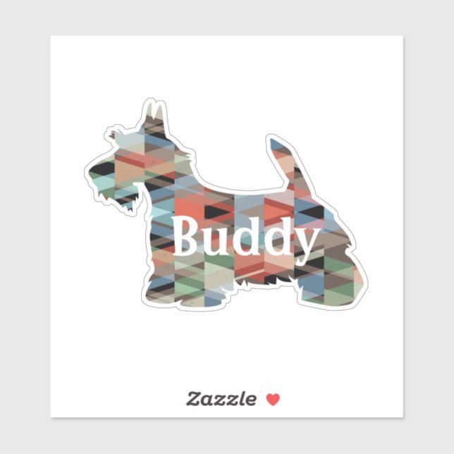 Scottie Dog Geometric Pattern Silhouette with Text (Sheet)