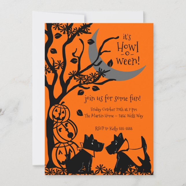 Scottie Dog Halloween Invitation (Front)