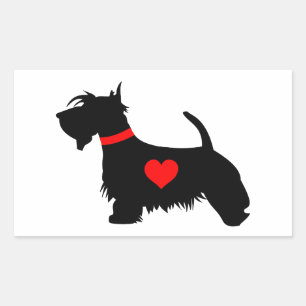 Scottie dog heart rectangular sticker