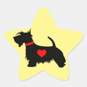 Scottie dog heart star sticker