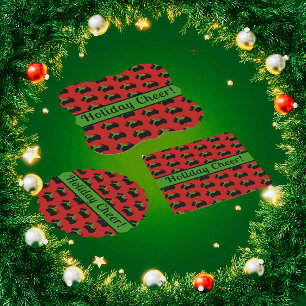 Scottie Dog Holiday Personalised Red Green Square Paper Coaster