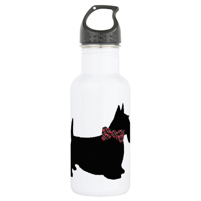 Scottie Dog in Plaid Bow Tie 532 Ml Water Bottle (Front)