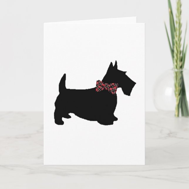 Scottie Dog in Plaid Bow Tie Card (Front)
