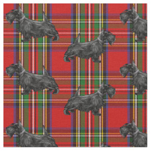 Scottie Dog on Red Scottish Tartan Fabric