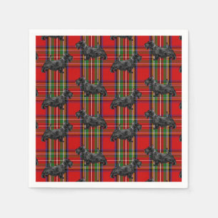 Scottie Dog on Red Scottish Tartan Napkin