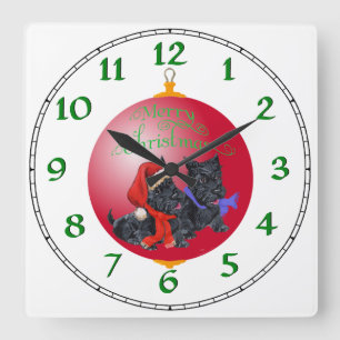 Scottie Dog Ornament Square Wall Clock
