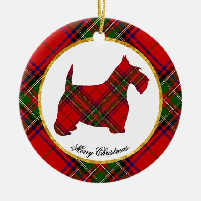 Scottie Dog Personalise Ceramic Tree Decoration (Front)