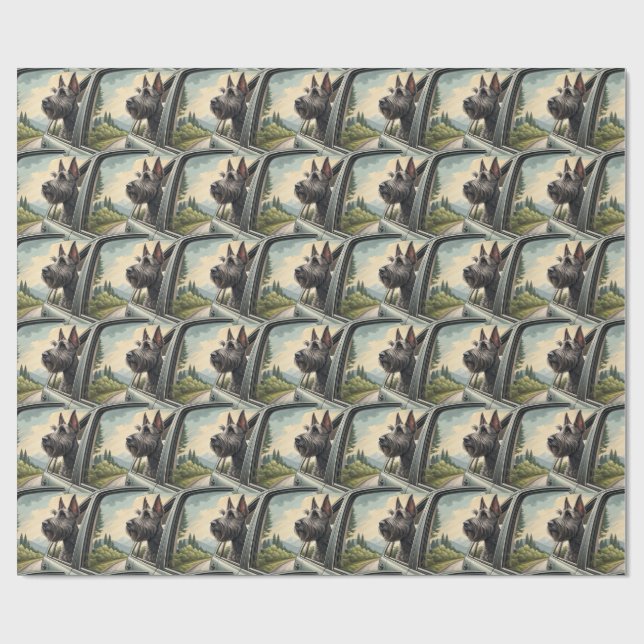 Scottie Dog Scenic Road Trip Gift Wrap (Flat)